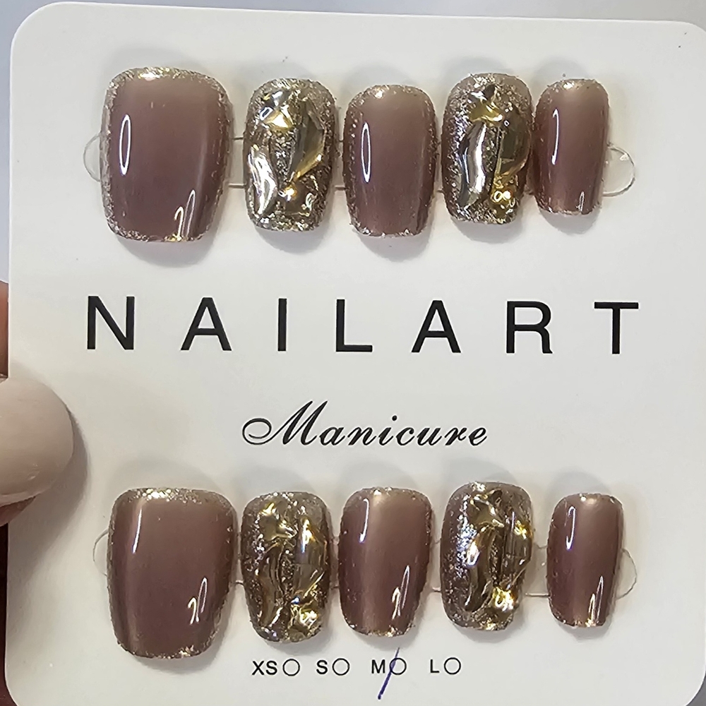 NAILART Manicure Set - Mauve& Gold With Adhesive Pads NEW